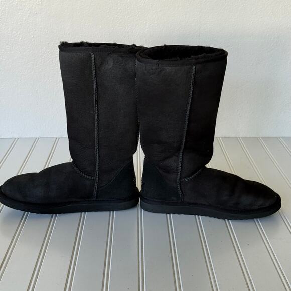 UGG Australia Black Suede Classic Tall Shearling boots size 5 - Picture 6 of 10